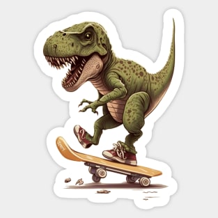 Skateboarding T-rex Dinosaur Sticker